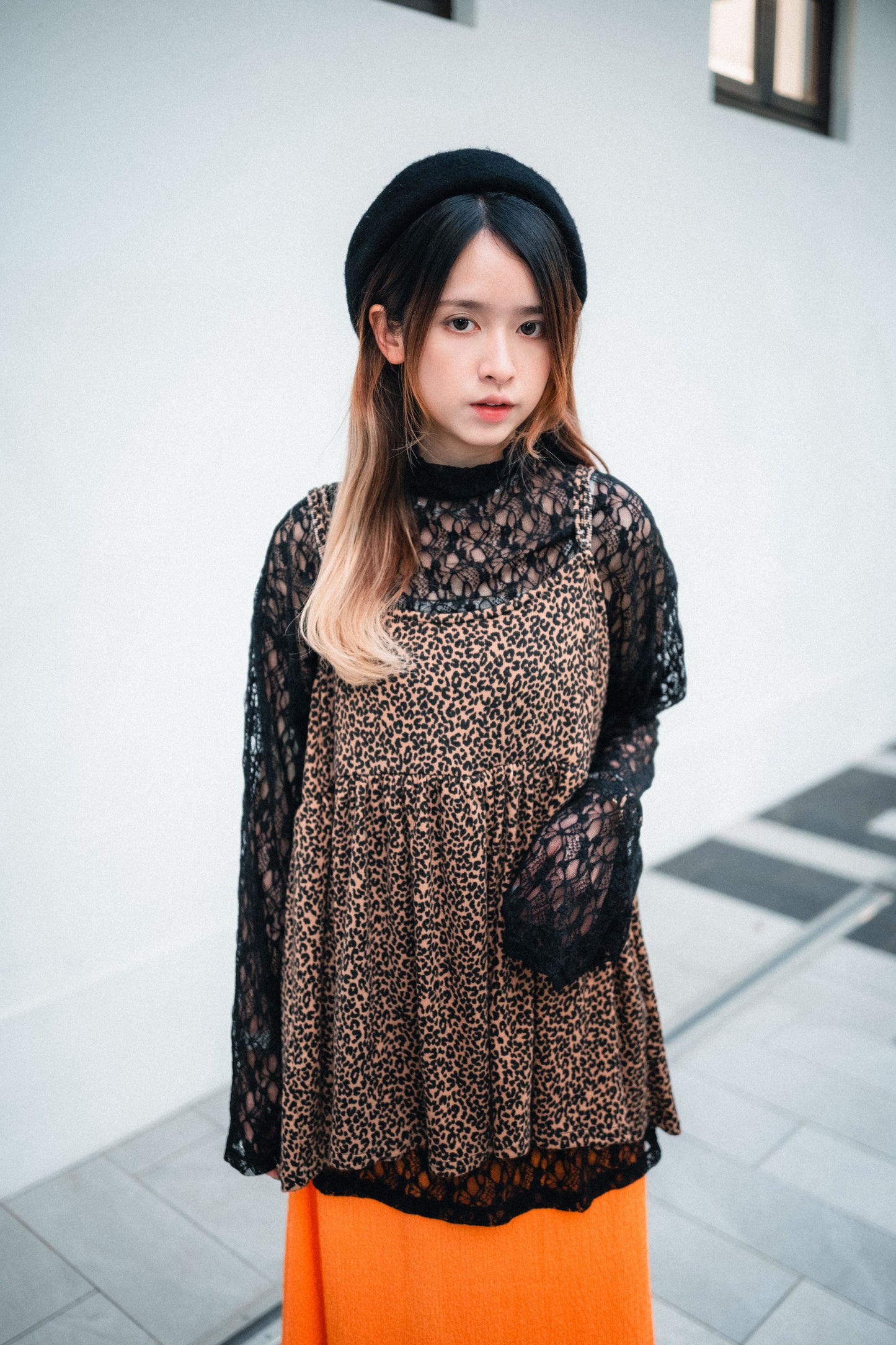 豹紋pattern吊帶layer|3色入