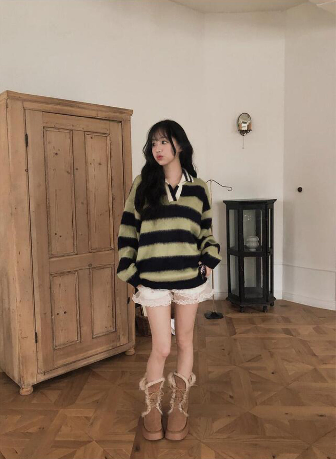 滑滑Fluffy • Stripe Collar Knit | 4色入