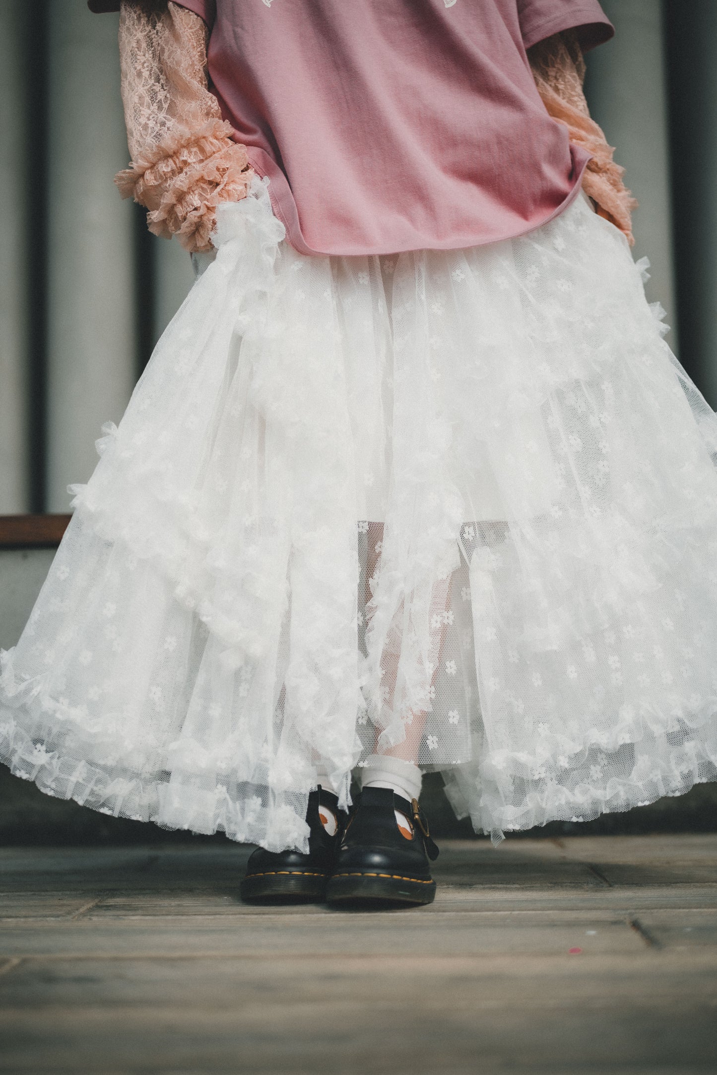 粒粒花 • 不規則紗紗裙|2色入