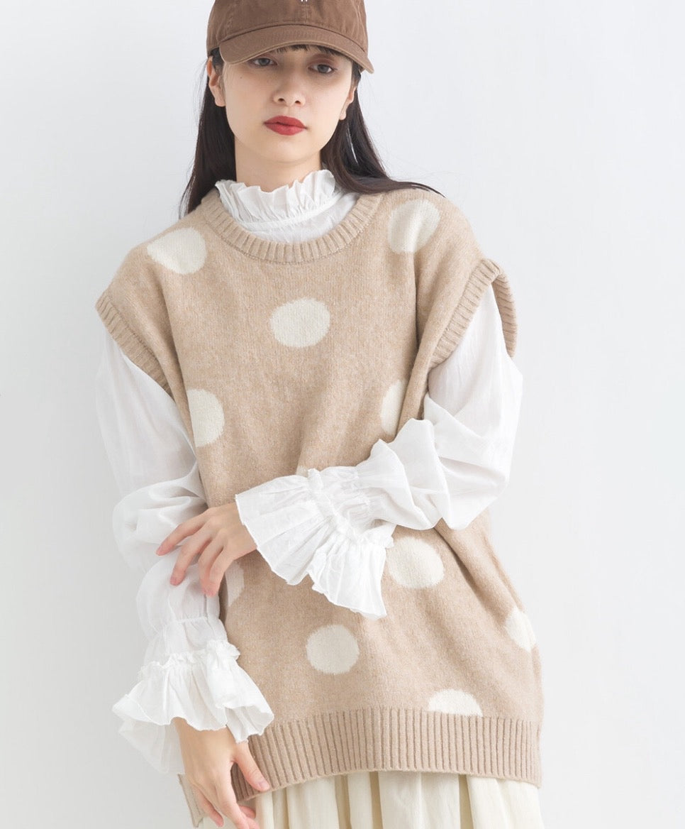 JP日系可愛波波針織馬甲|2色入