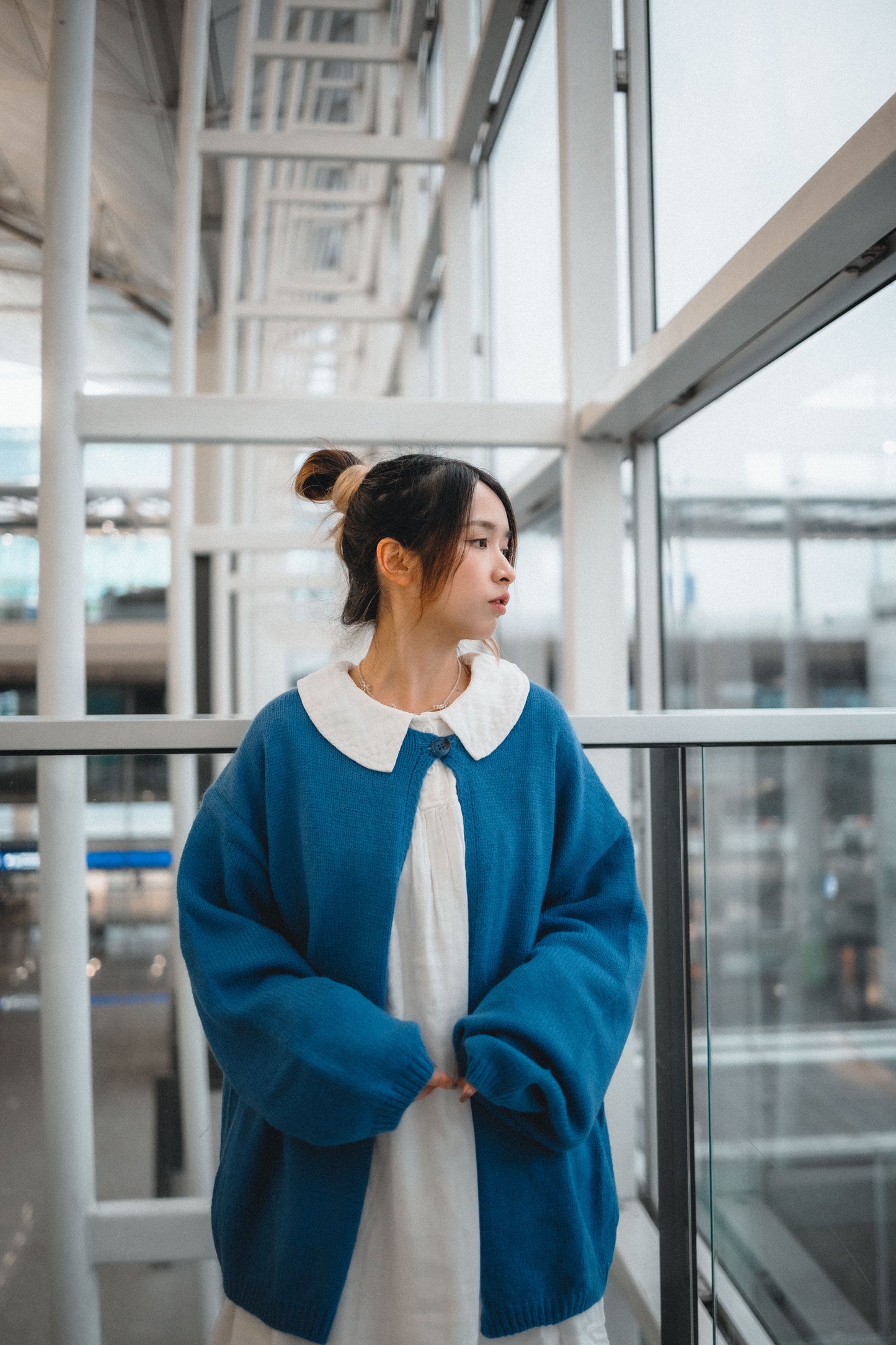 單鈕寬版針織毛衣外套|2色入