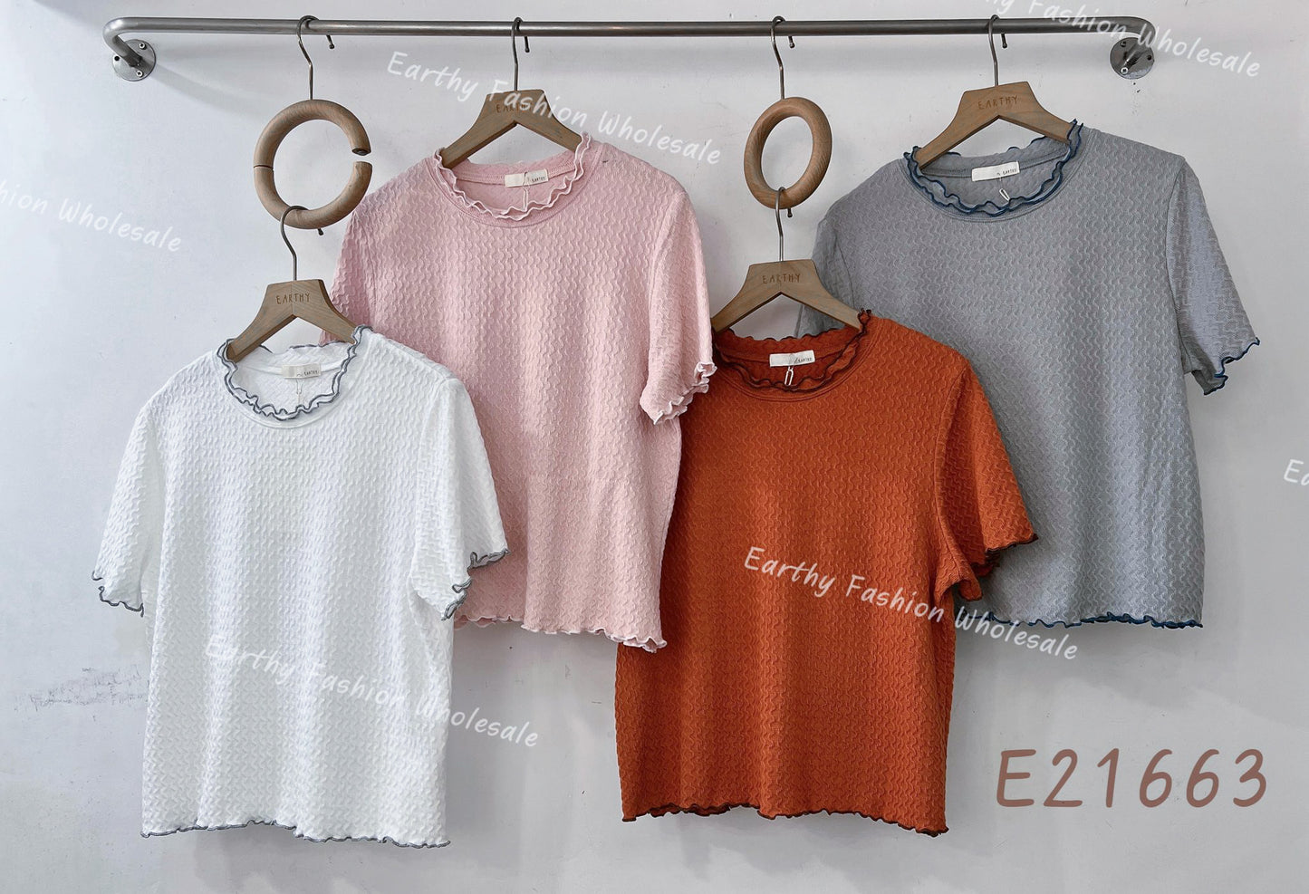 扭紋撞色RUFFLE TOP|4色入