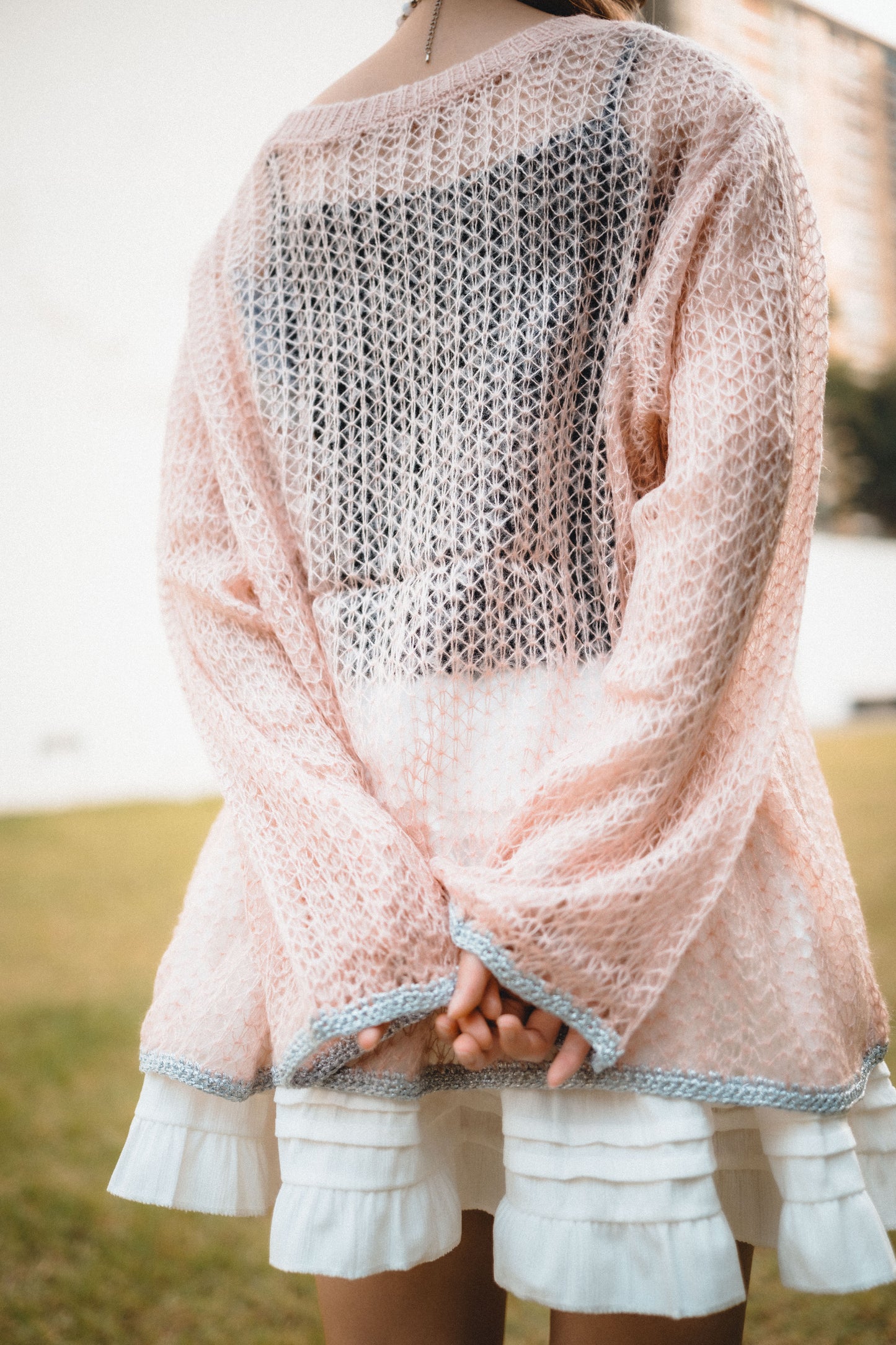 Soft Pastel~ 透膚拼色邊編織上衣|5色入