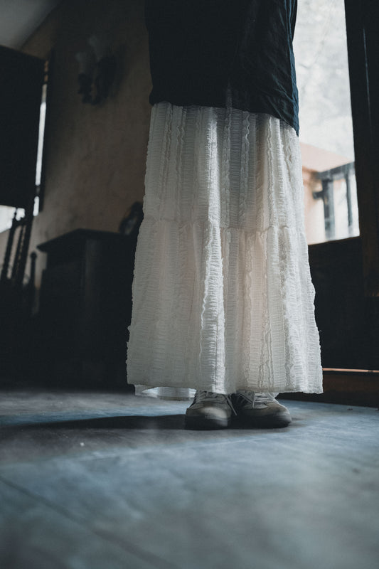 溫柔紋理感蕾絲半身裙|2色入