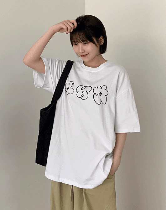手繪🖍️三朵花寬鬆TEE|4色入