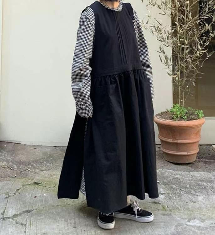 風琴摺紋側綁帶棉麻背心OPS|2色入