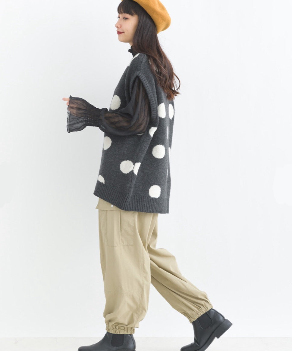 JP日系可愛波波針織馬甲|2色入