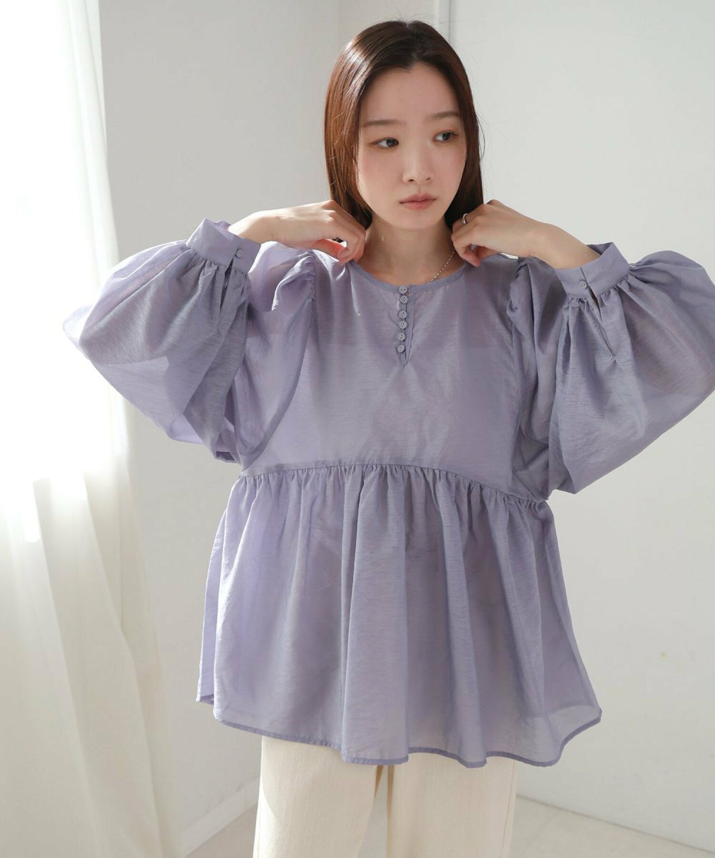 JP輕透綁帶襯衫blouse|3色入