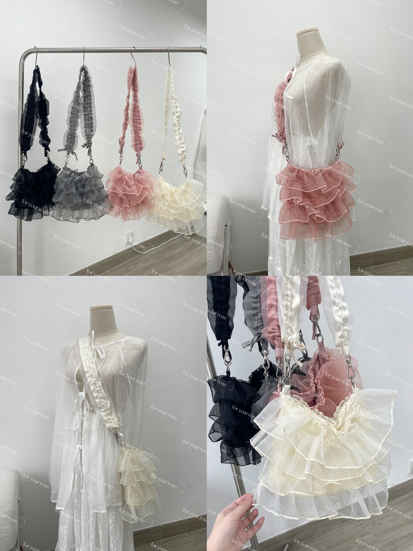 蛋糕層層ruffle紗紗袋 S size|4色入