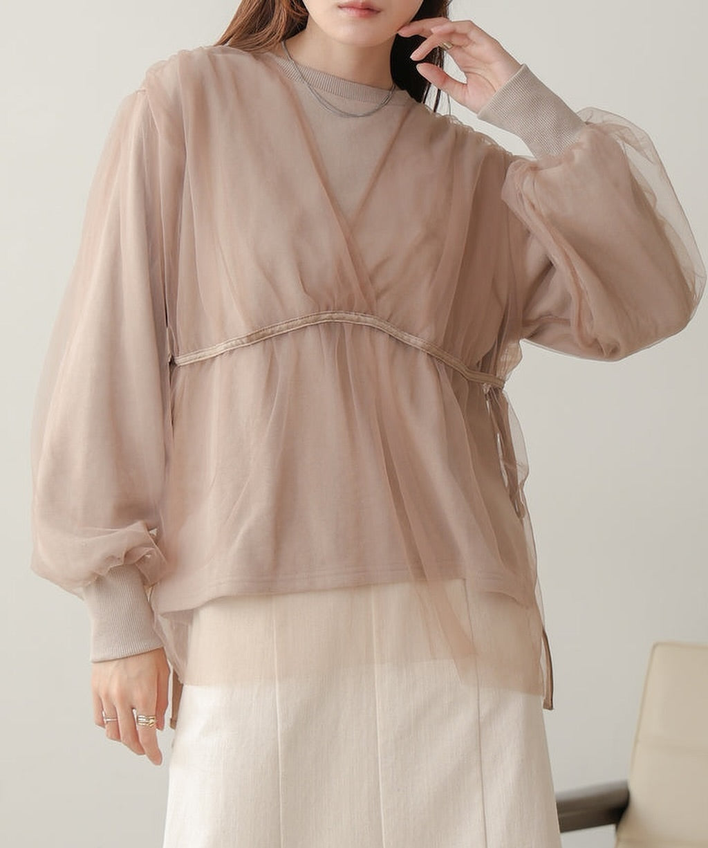 熱賣!疊層薄紗長袖TOP|3色入