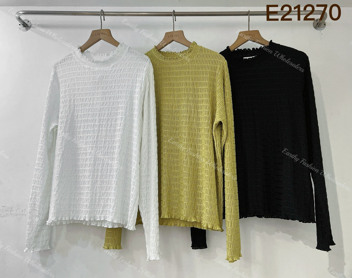 暗格紋Ruffle領內搭Top|3色入