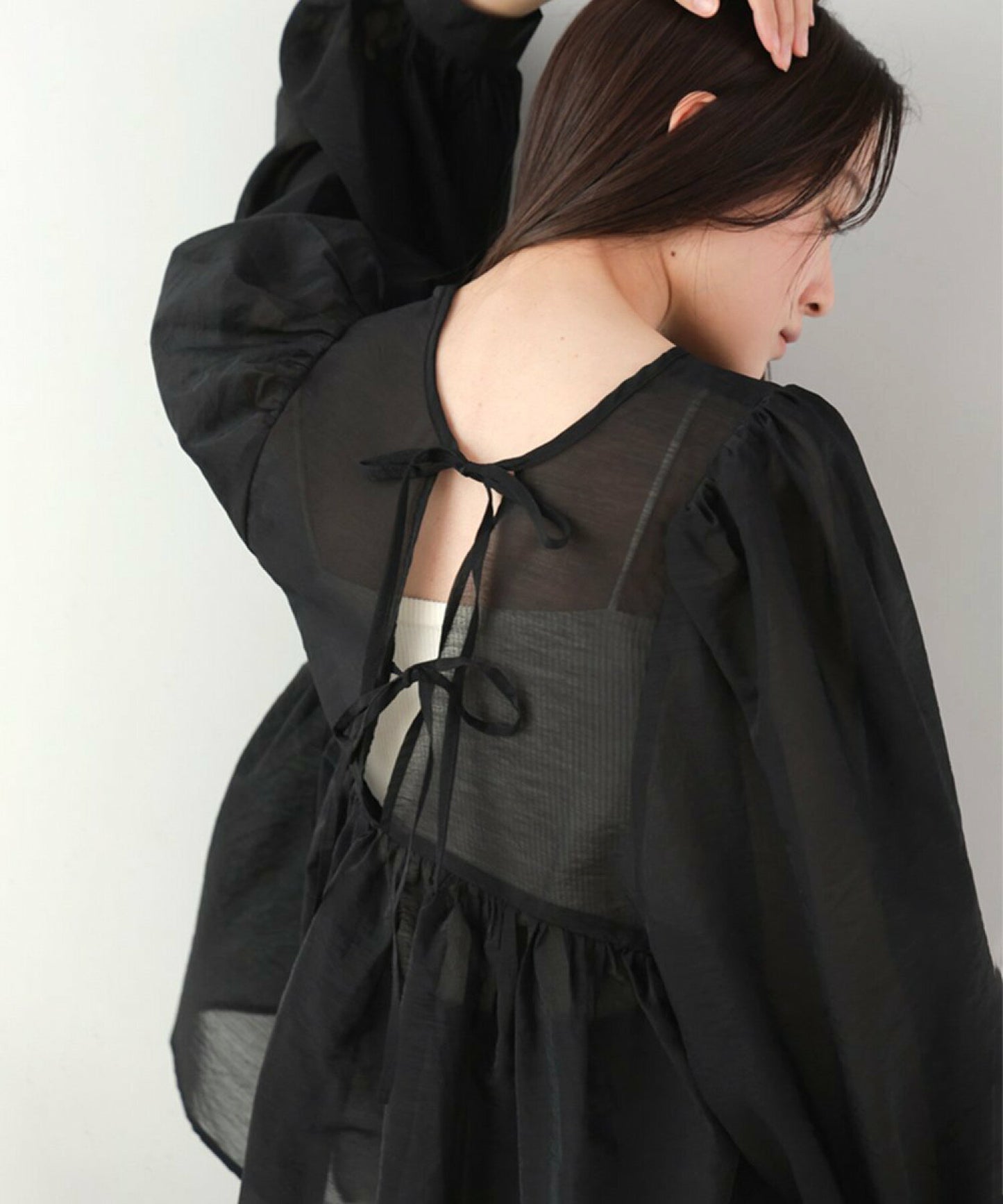 JP輕透綁帶襯衫blouse|3色入