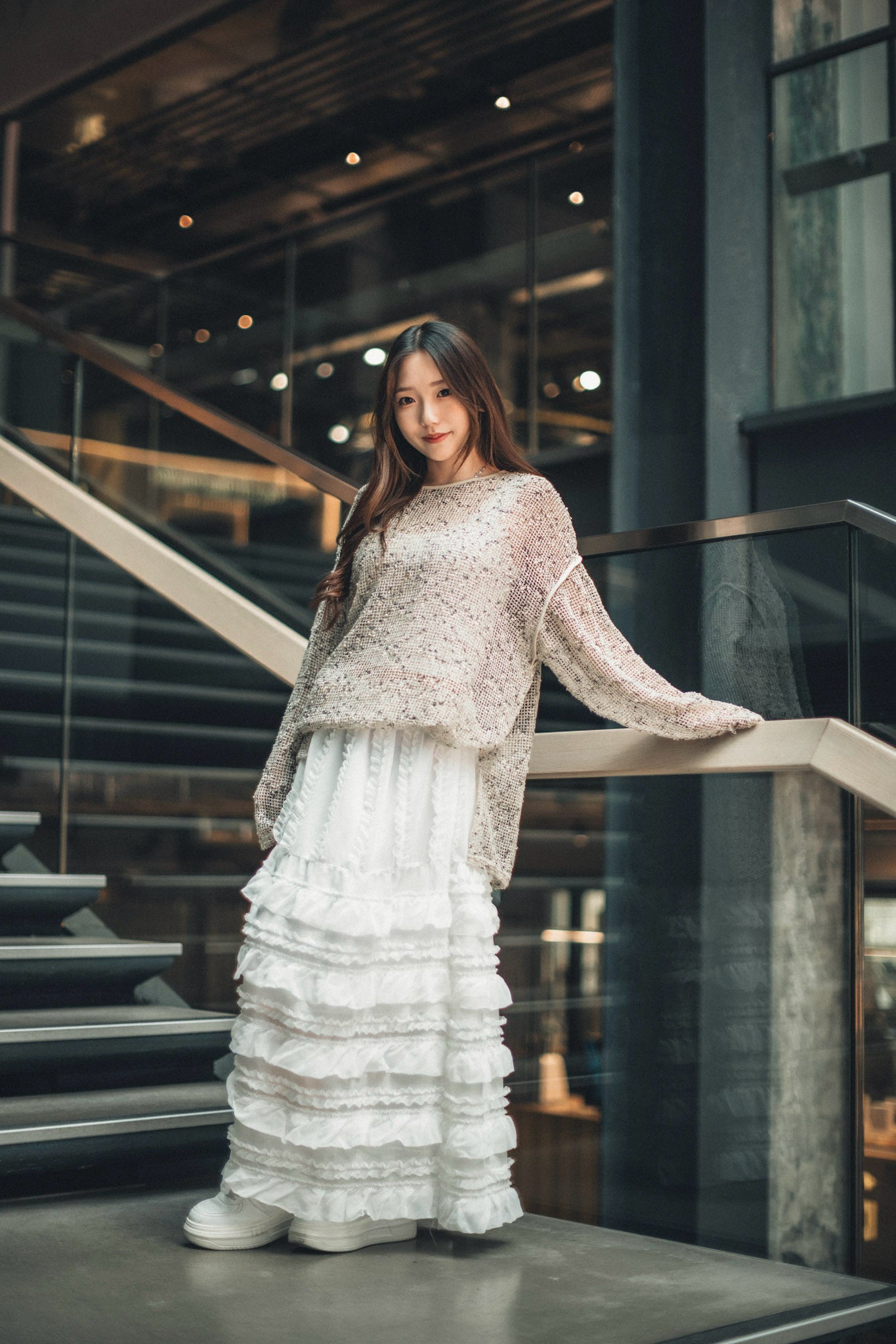 JP線粒點網格罩衫|3色入