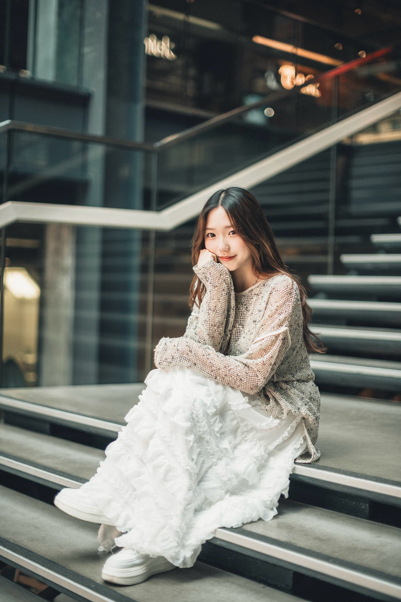 JP線粒點網格罩衫|3色入