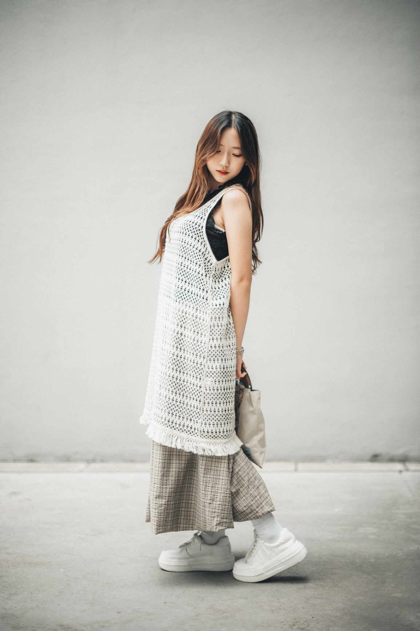 波希米亞▫️鈎織網格流蘇外搭layer|1色入