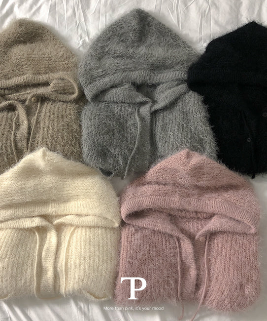 安哥拉毛針織連帽開衫|5色入