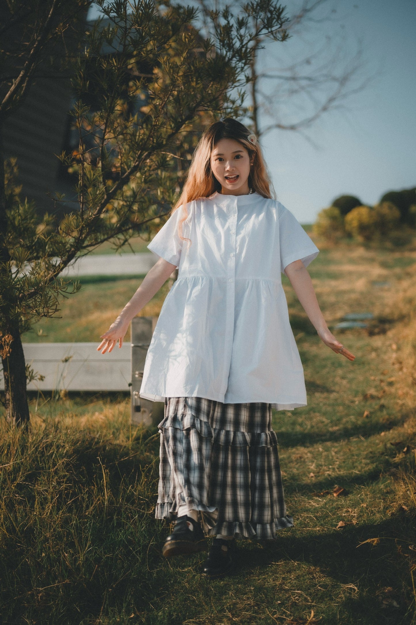 春日荷葉Ruffle格仔Dress|2色入