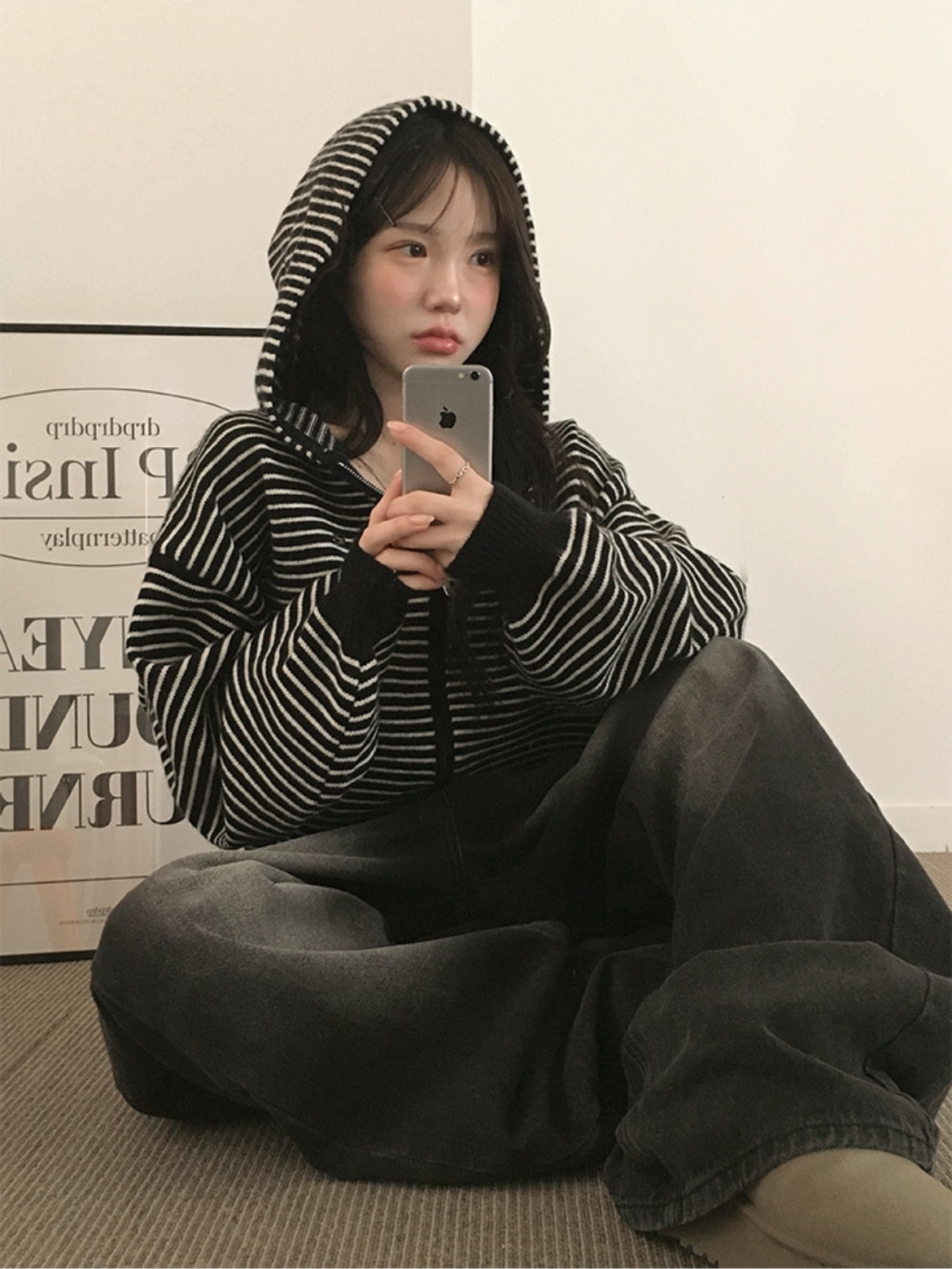 慵懶風橫條連帽jacket|5色入