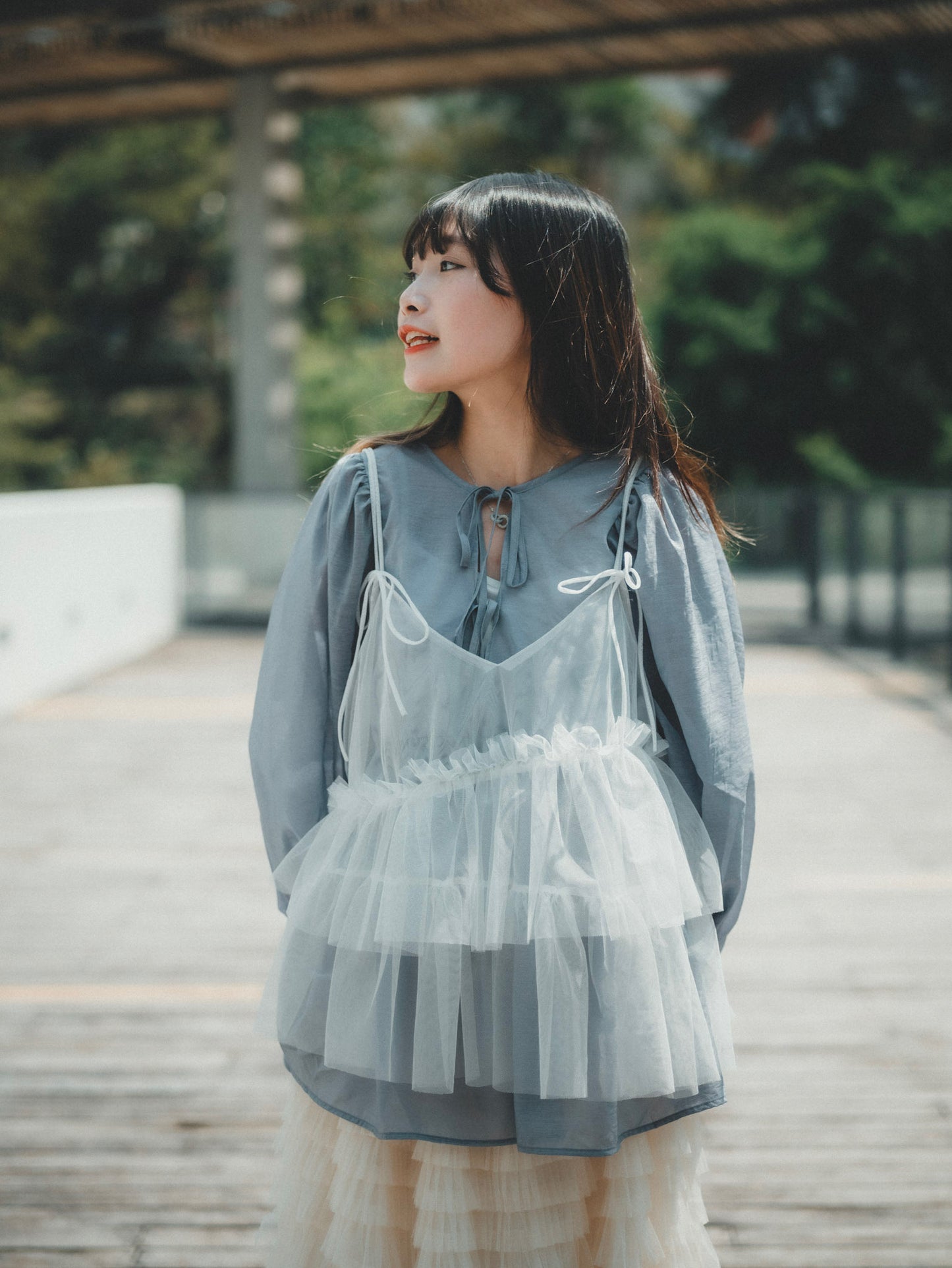 JP輕透綁帶襯衫blouse|3色入