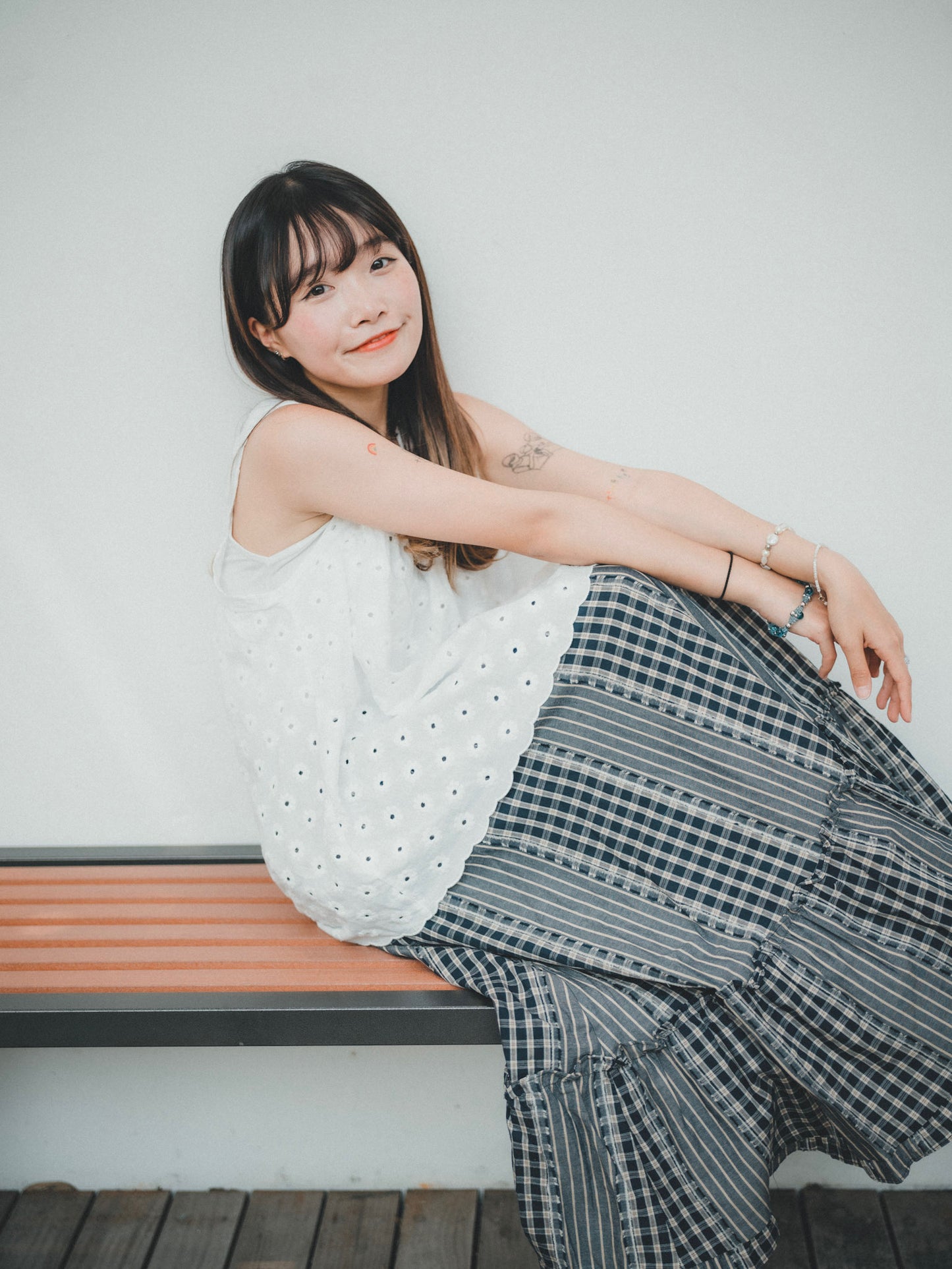 特別!條子拼格格紋sk|2色入