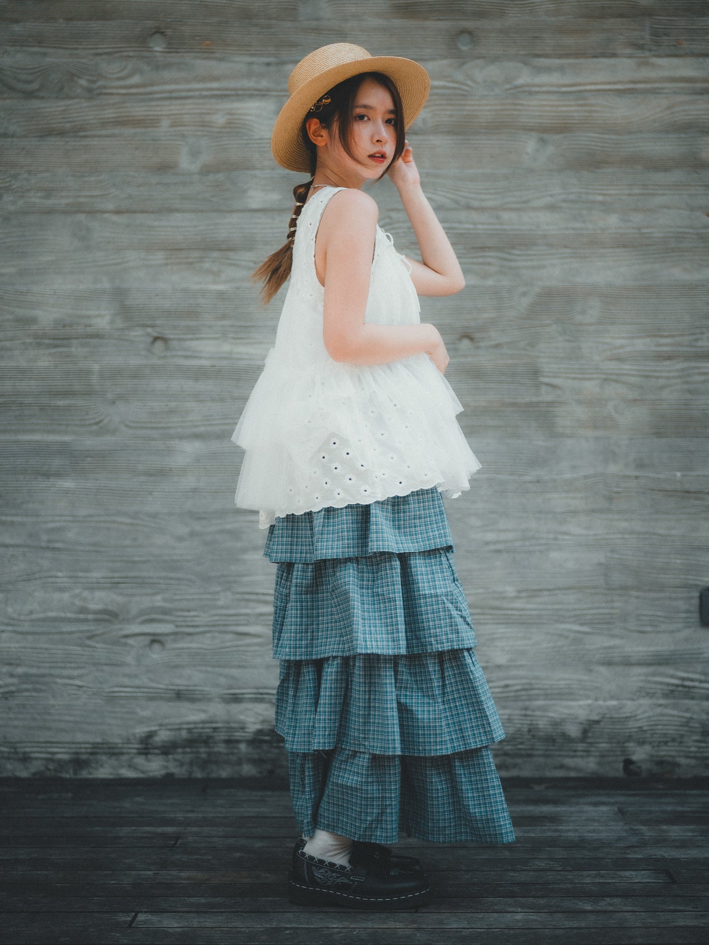 超日系!層層蛋糕格子sk|2色入