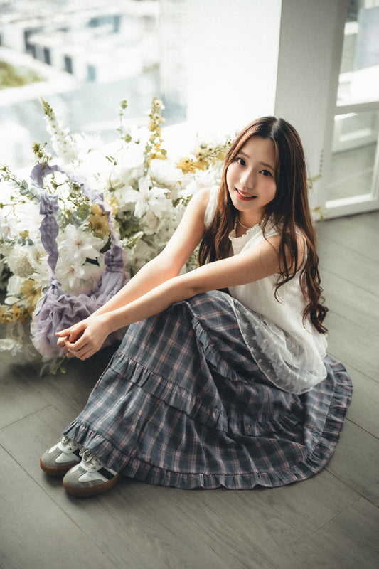 格紋蛋糕ruffle半裙|3色入