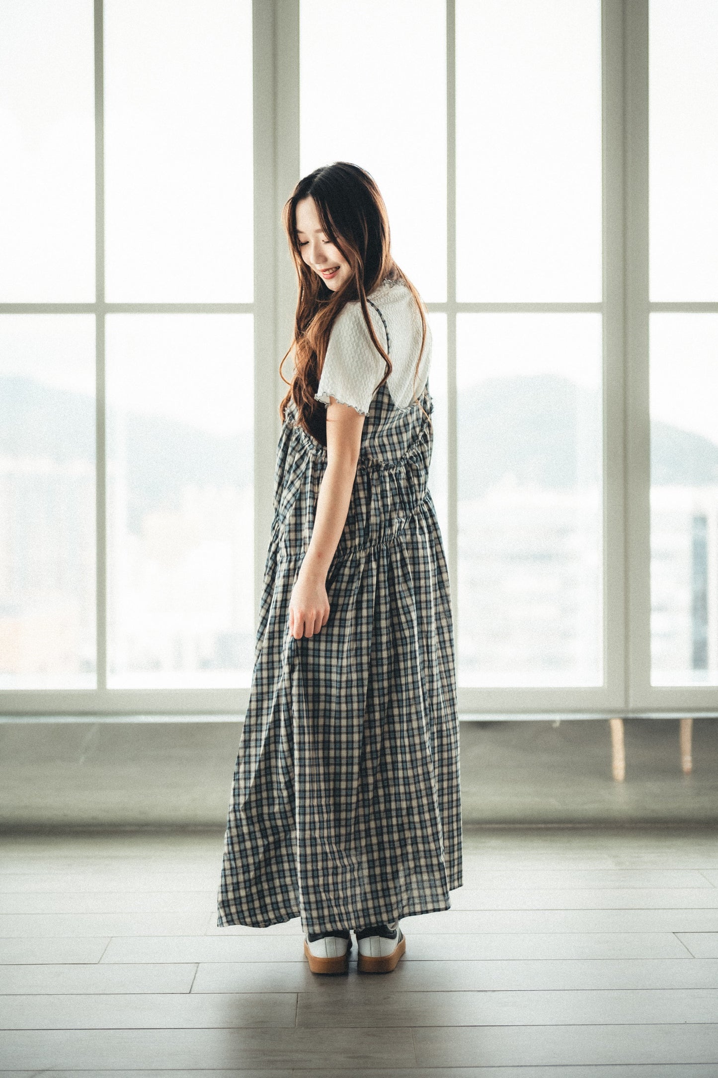 夏季色系🍬格子斜ruffle吊帶ops|3色入