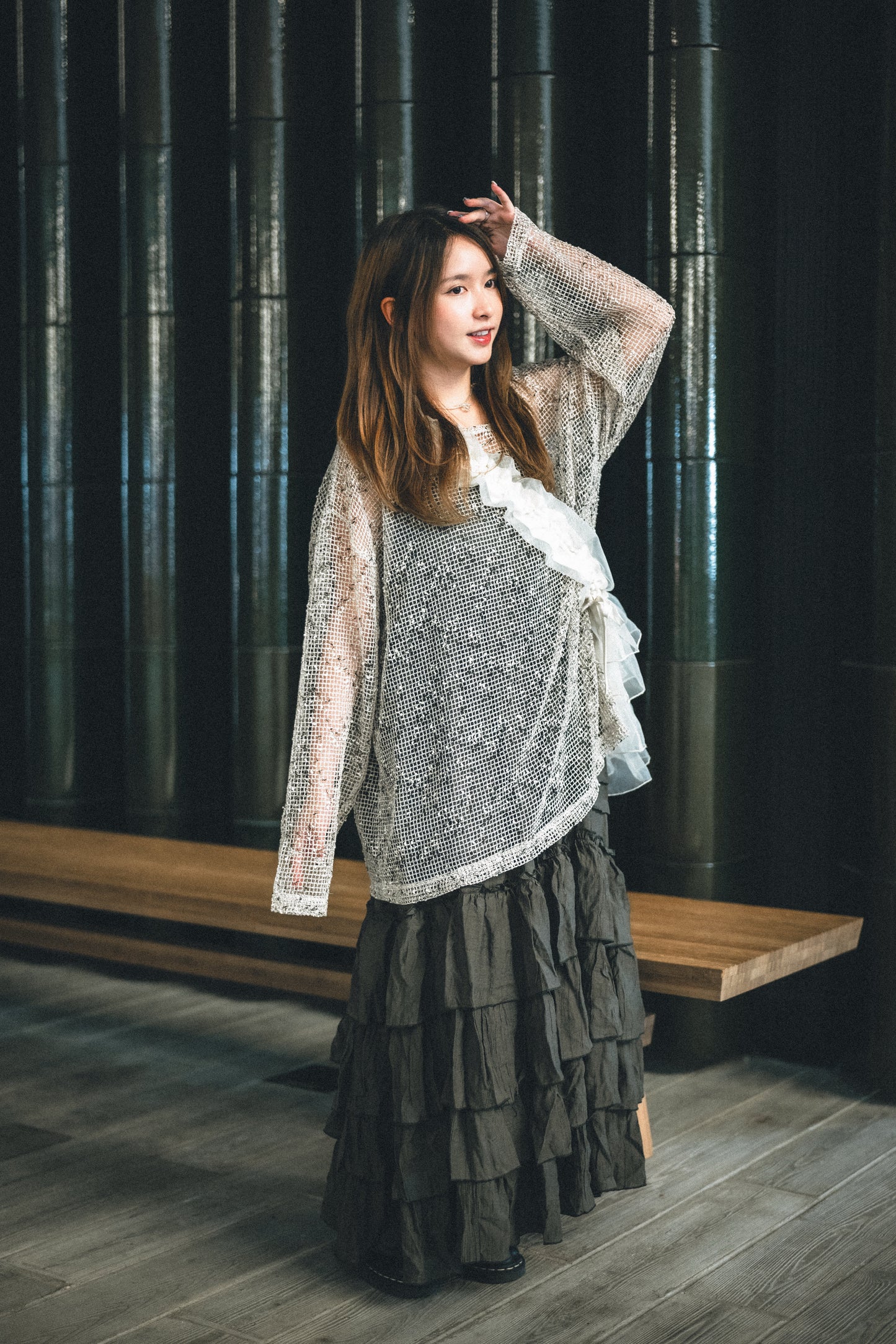 KR線粒點鏤空網格TEE|3色入