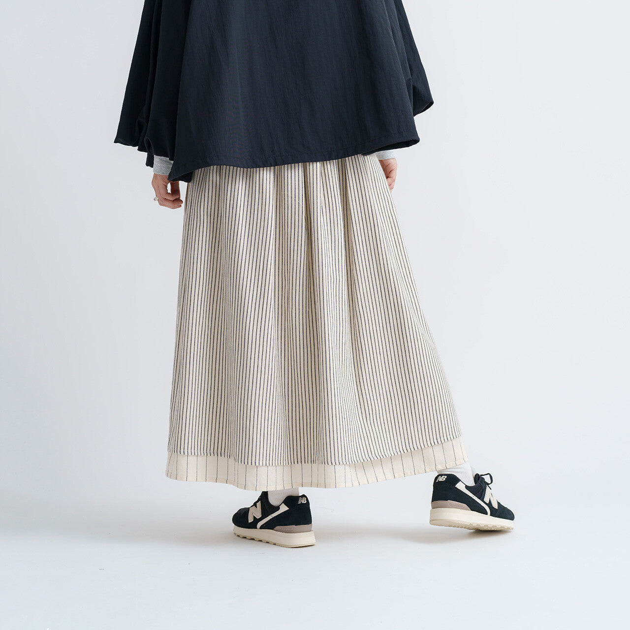 Reversible! 簡約直紋半裙｜2色入