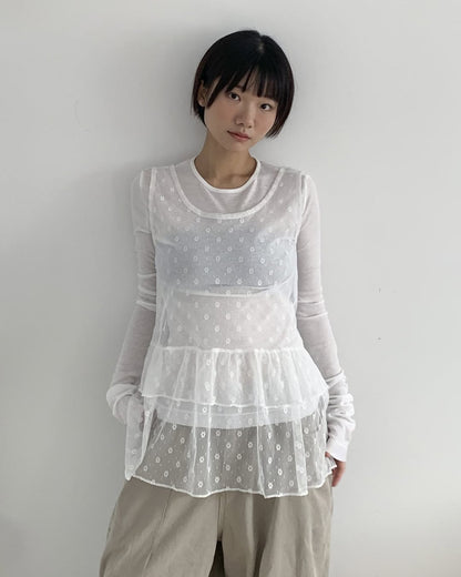 小花花 ✿ 雙層荷葉透透背心layer｜2色入