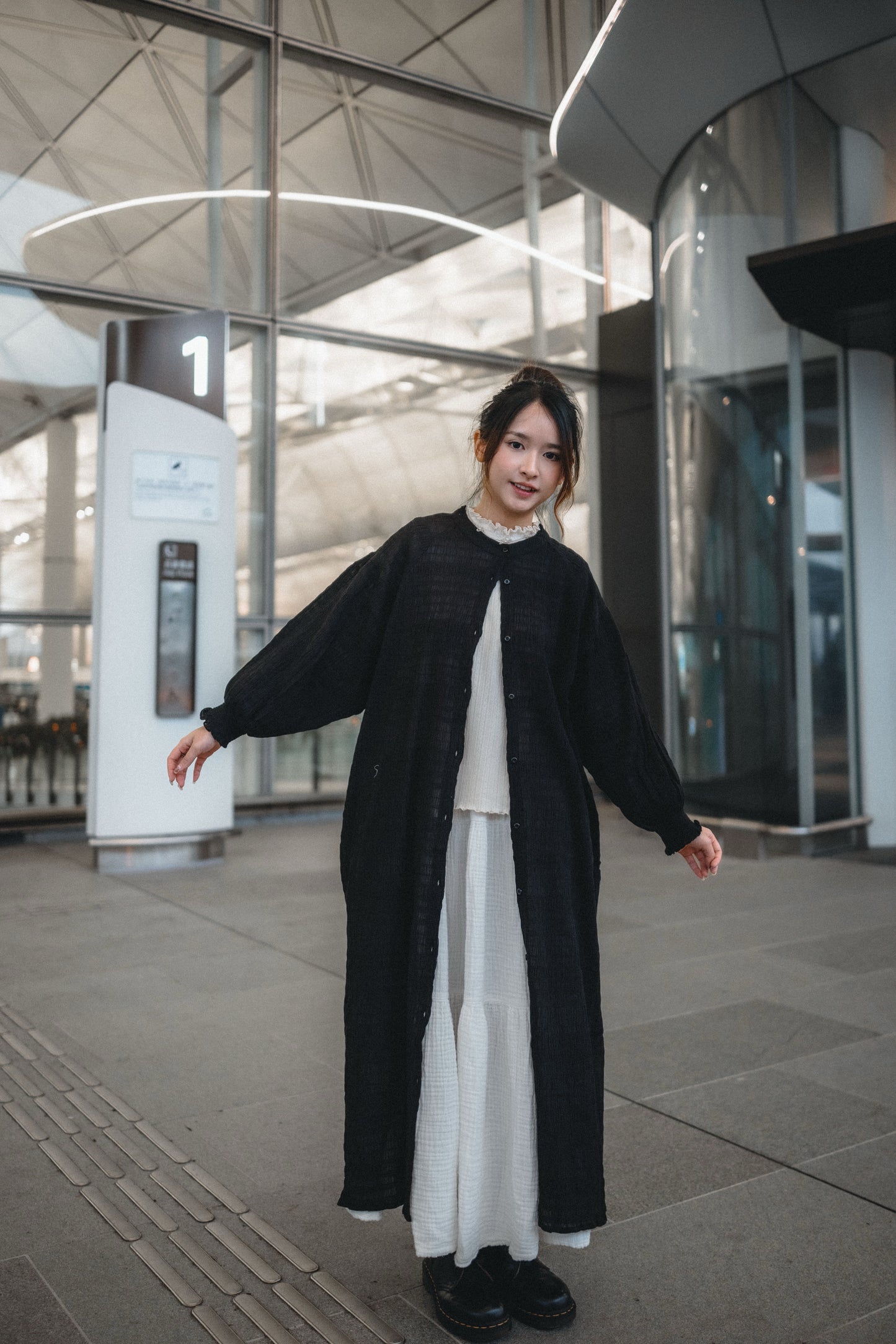 JP多穿法！暗格喇叭袖圓領OPS｜4色入