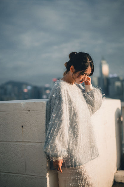 𝘍𝑙𝘶𝑓𝘧𝑦✨閃閃羽毛圓領top｜4色入