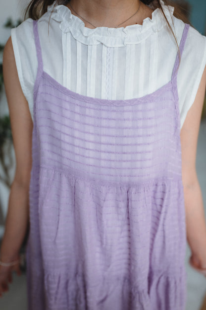 微透條紋Ruffle尾吊帶OPS｜3色入