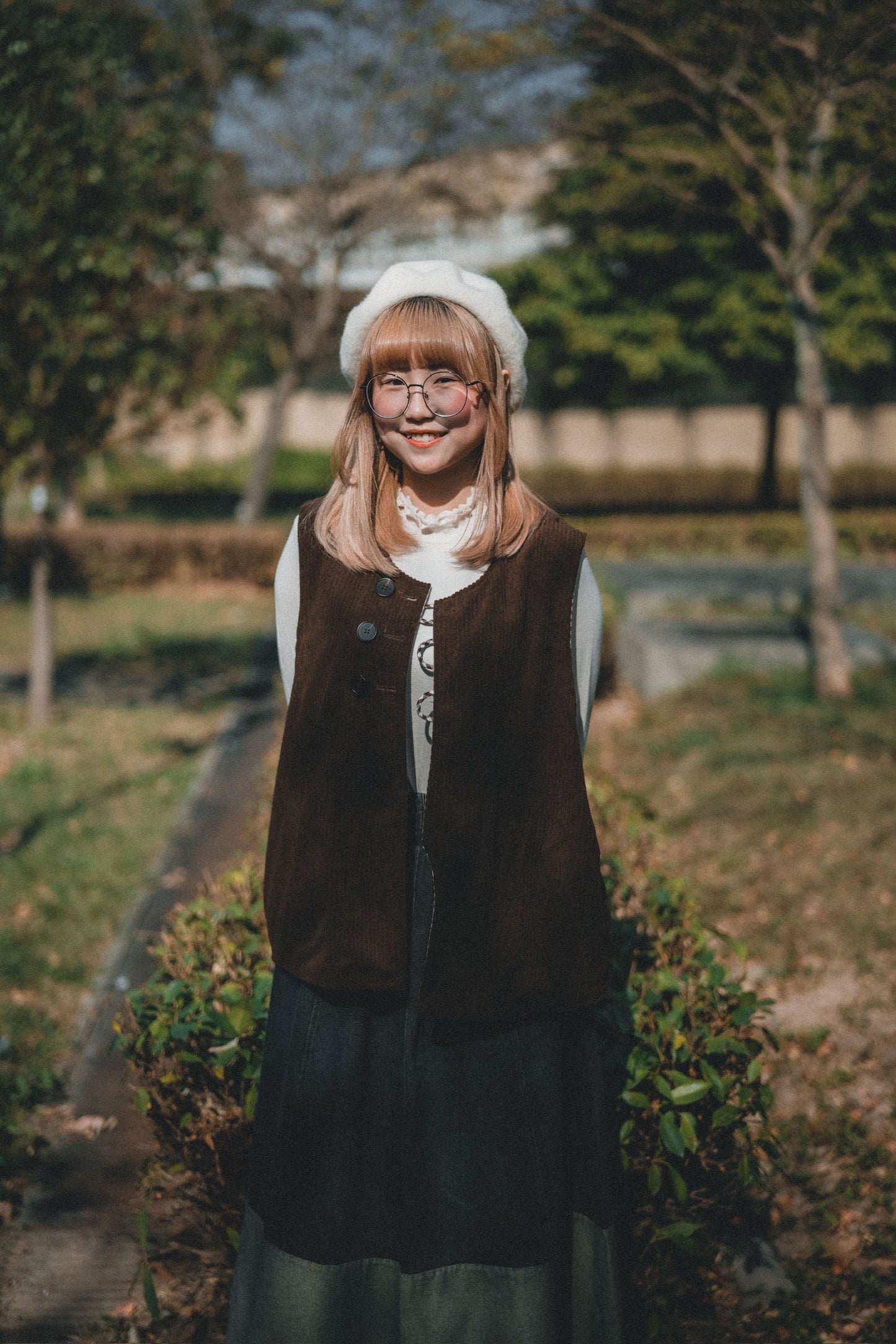 兩面穿QQ格仔鈕扣馬甲｜2色入