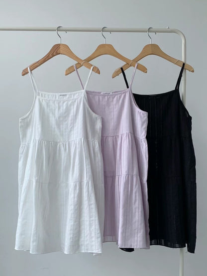 百搭疊穿暗花吊帶背心裙｜3色入