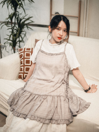 Lace領暗直紋TOP｜2色入