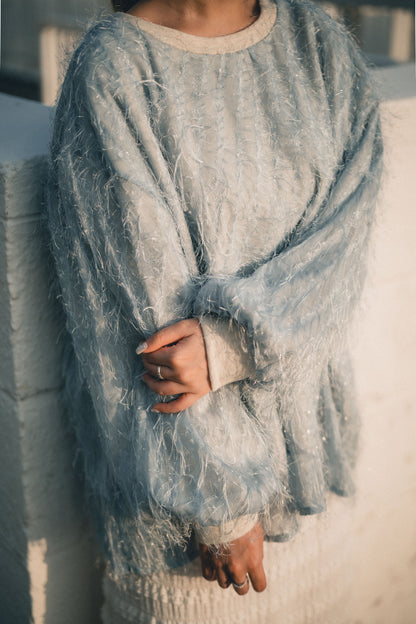 𝘍𝑙𝘶𝑓𝘧𝑦✨閃閃羽毛圓領top｜4色入