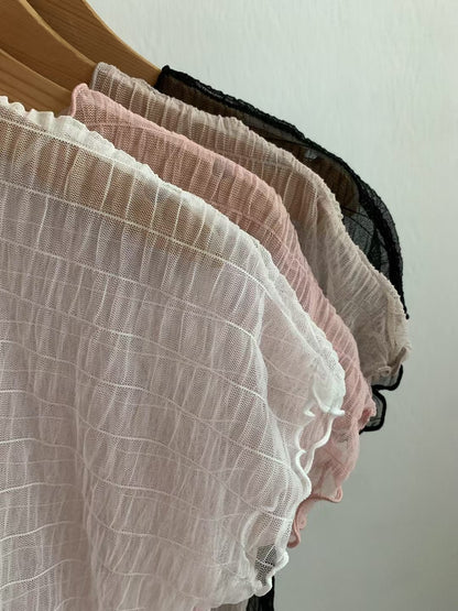 透膚飛飛袖內搭top｜4色入