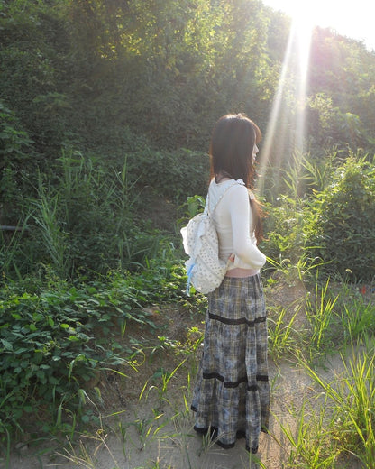 原宿復古風格子半身裙｜2 colors