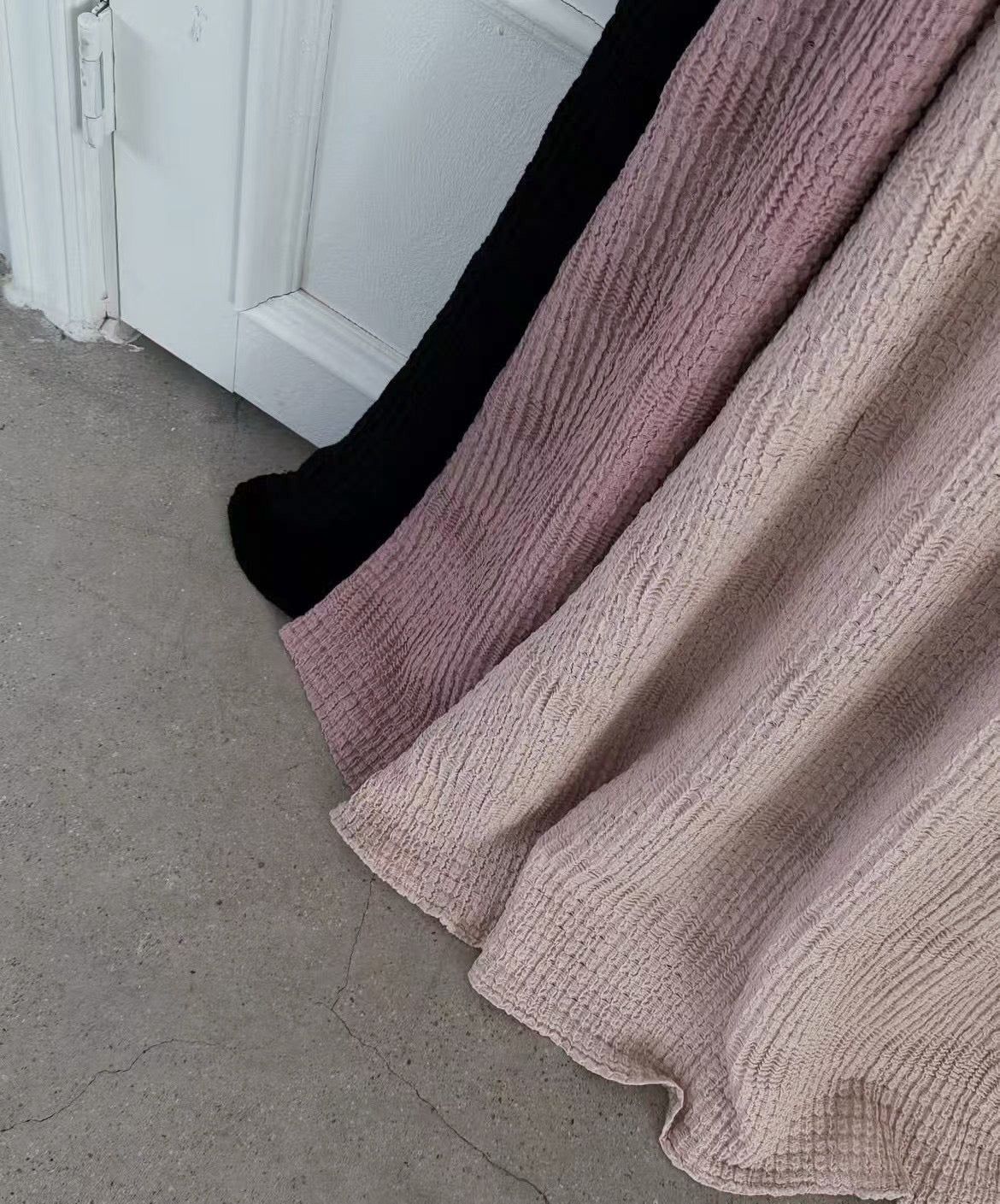 泡泡格格棉 • Waffle後開岔傘裙｜3色入