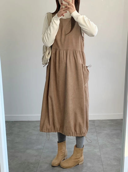 幼燈芯絨索繩背心外搭裙｜3色入