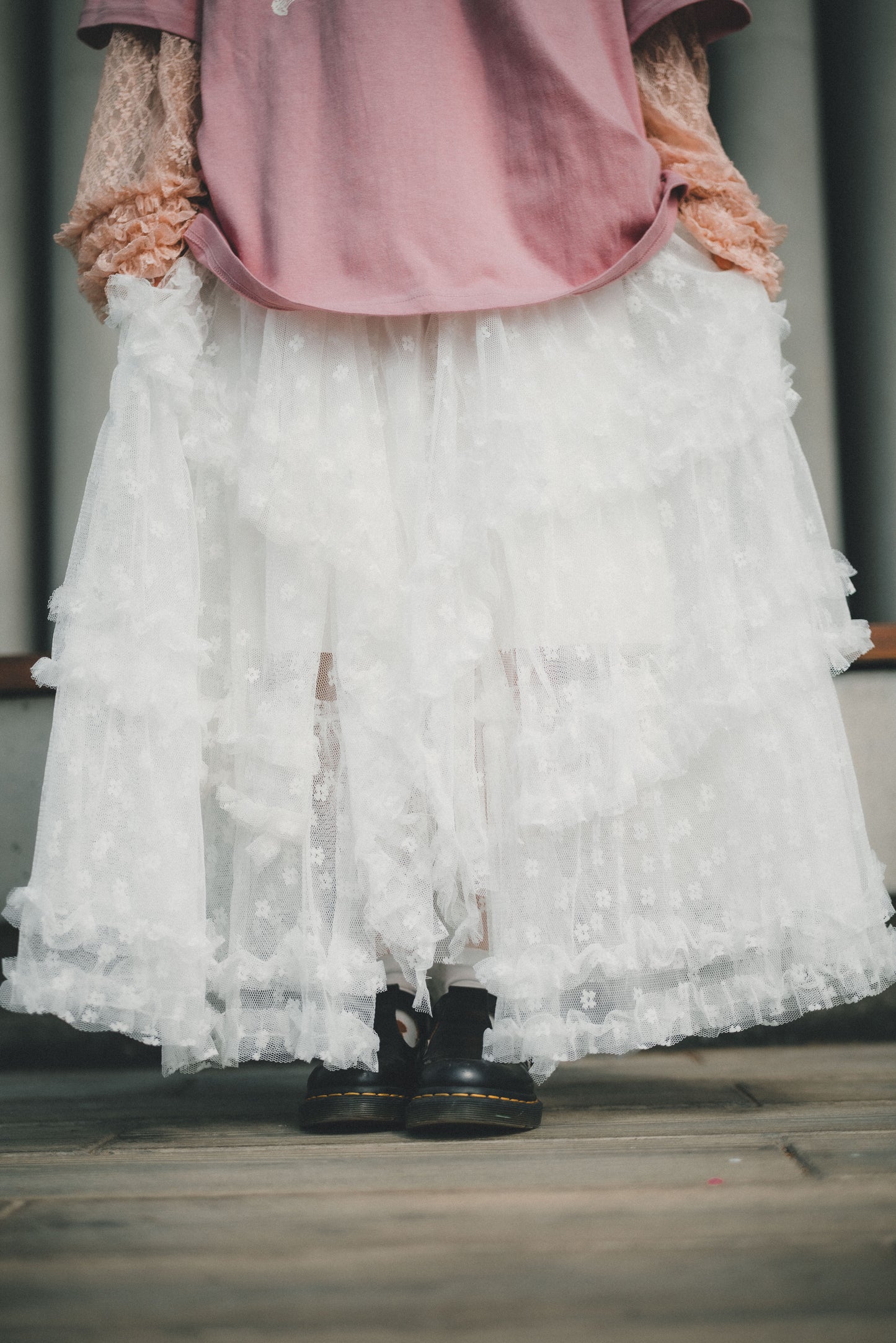 粒粒花 • 不規則紗紗裙｜2色入