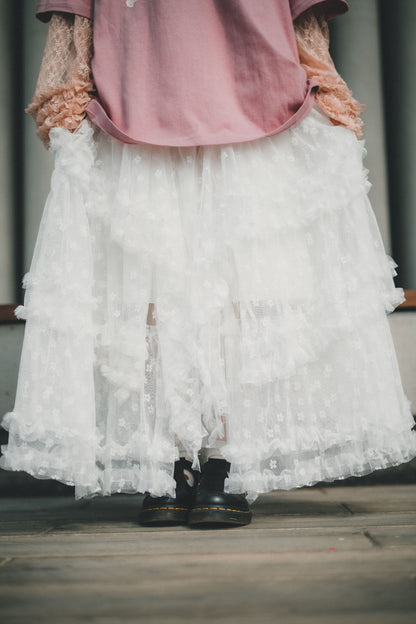 粒粒花 • 不規則紗紗裙｜2色入