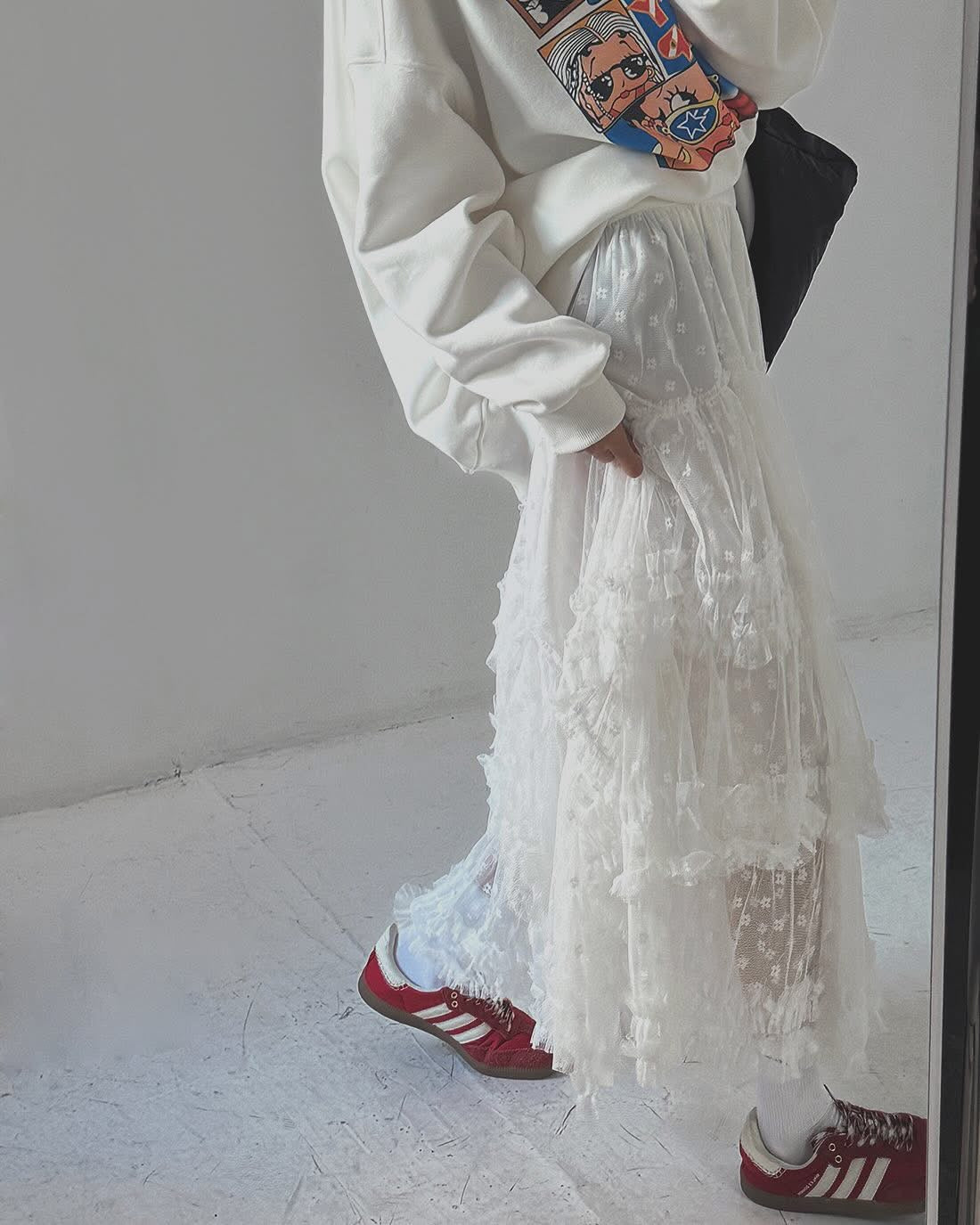 粒粒花 • 不規則紗紗裙｜2色入