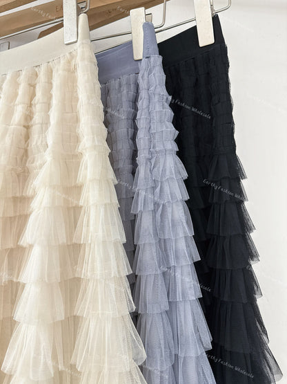 熱賣✨ 千層紗紗蛋糕半身裙｜3色入