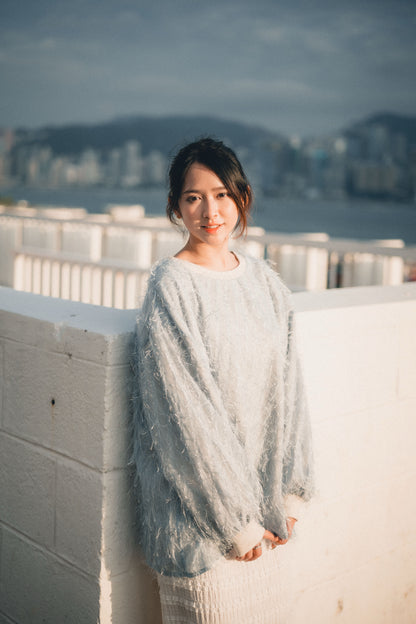 𝘍𝑙𝘶𝑓𝘧𝑦✨閃閃羽毛圓領top｜4色入