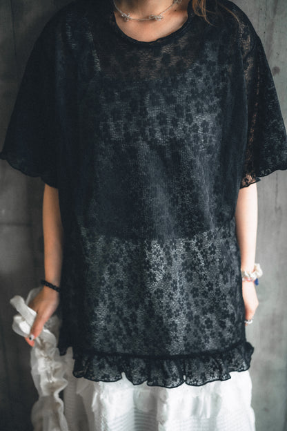 Fafa♪٩✿´ヮ`✿ 透膚oversized top｜2色入