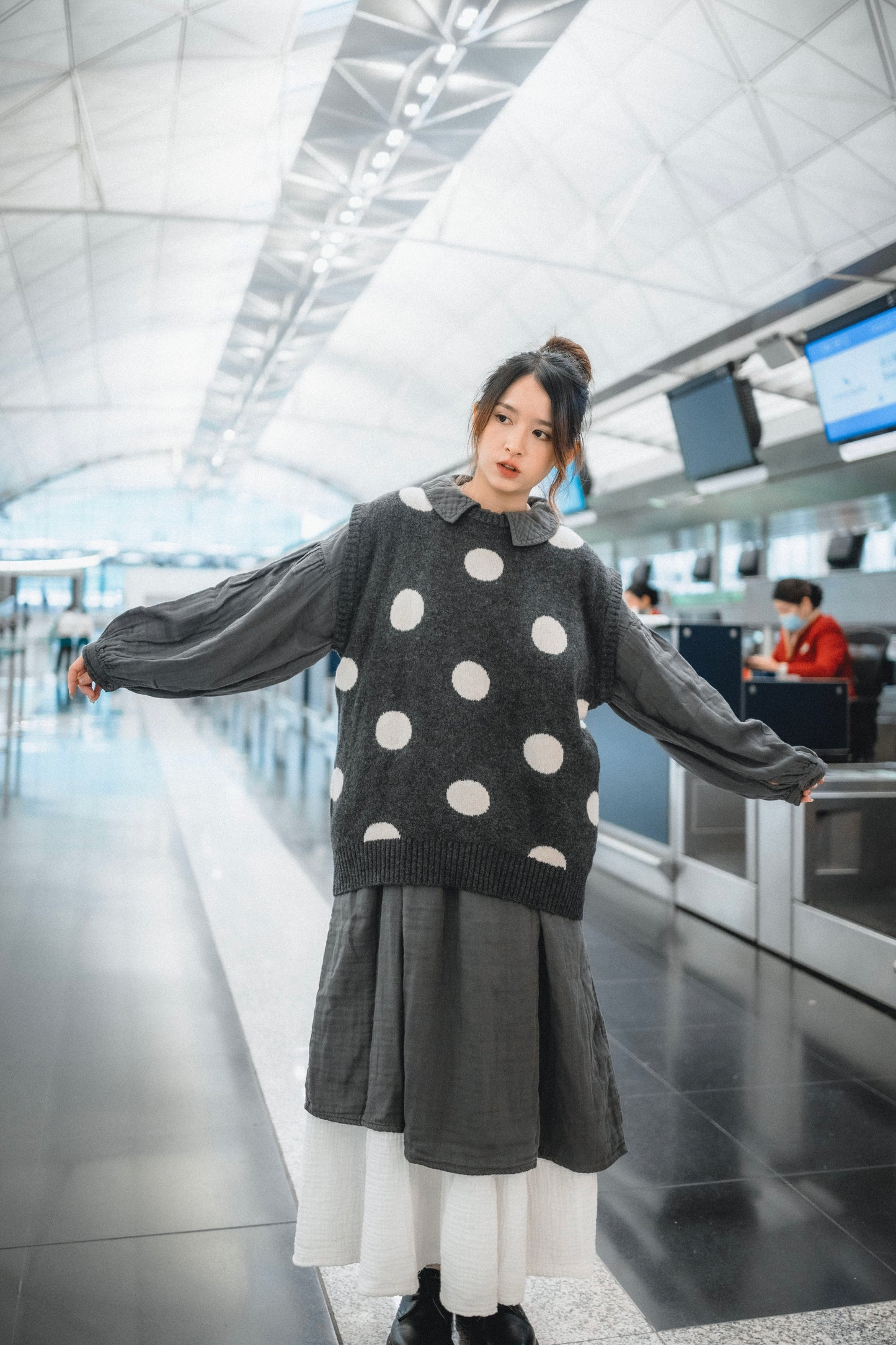 JP日系可愛波波針織馬甲｜2色入