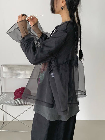 肌理感透膚紗質layer top｜3色入