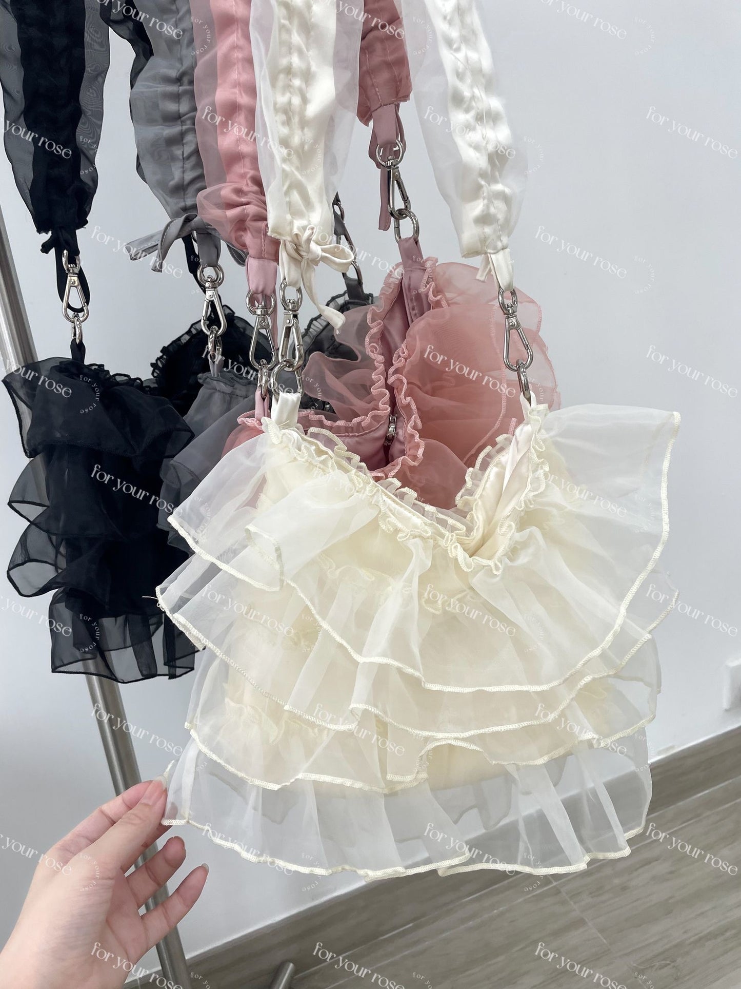 蛋糕層層ruffle紗紗袋 S size｜4色入